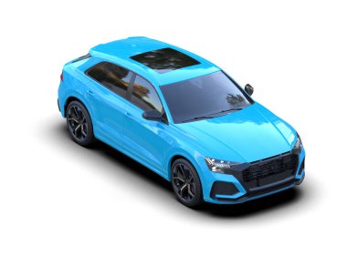 Mavi araba arka planda izole edildi. araba