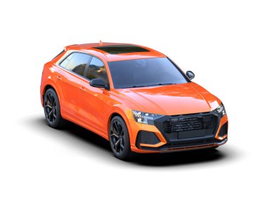 Modern araba arka planda izole edilmiş. 3D görüntüleme - illüstrasyon