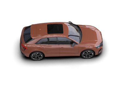 Beyaz arkaplandaki araba, 3 boyutlu illüstrasyon