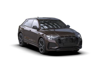 Beyaz arka planda bir araba. Modern prim. 3d oluşturma