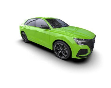 beyaz arka planda modern yeşil araba