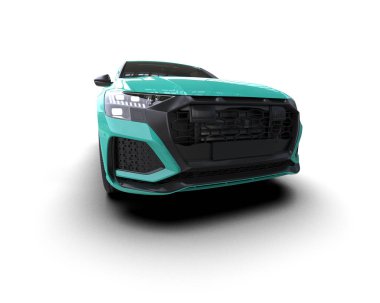 Arka planda izole edilmiş modern kompakt spor araba. 3 Boyutlu Hazırlama