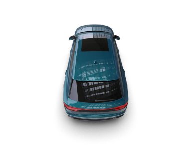 Beyaz bir yüzeyde modern bir araba. 3d illüstrasyon.