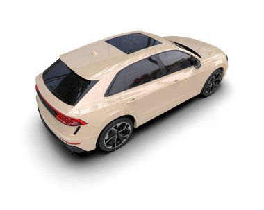 Modern lüks araba beyaz üzerine izole edilmiş - 3 boyutlu çizim - illüstrasyon