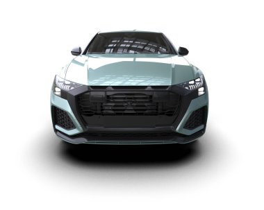 Gri arka planda kırpma yolu olan modern şehir arabası izole edildi. 3d oluşturma.