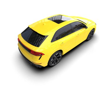 Sarı spor araba. Beyaz arka planda izole edilmiş. 3d oluşturma