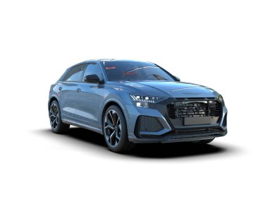 Üç boyutlu modern spor araba, beyaz arka planda stüdyoda.