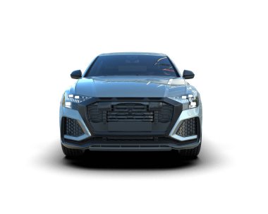 Arka planda lüks bir araba var. 3D görüntüleme - illüstrasyon