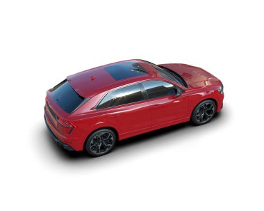 Kırmızı spor araba beyaz arka planda izole edilmiş. 3d illüstrasyon.