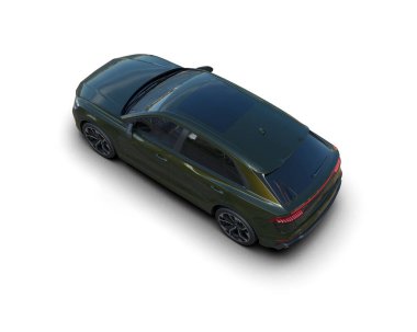 beyaz arkaplanda izole edilmiş araba 3d görüntüleme - üst görünüm