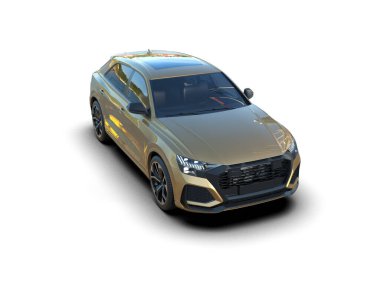 modern araba beyaz arka planda izole edildi. 3 boyutlu çizim - illüstrasyon