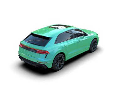 Yeşil lüks spor araba. 3d oluşturma