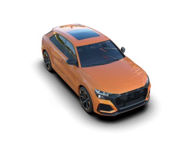 3 boyutlu turuncu araba daha az jenerik bir tarzda ve siyah arka planda gölgesi var.