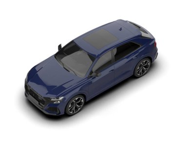 Modern araba arka planda izole edilmiş. 3D görüntüleme - illüstrasyon