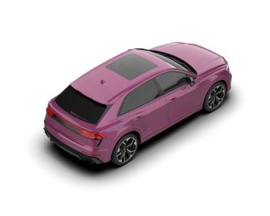 Beyaz arka planda pembe modern araba 3 boyutlu görüntüleme