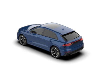 Beyaz arka planda modern mavi araba. 3 Boyutlu Hazırlama