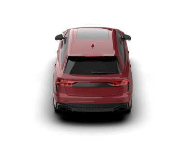 kırmızı modern araba - üst görünüm - yan