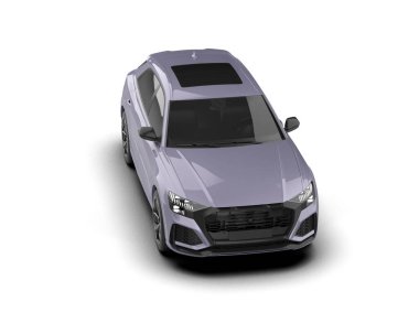 Beyaz arka planda modern şehir arabası. 3- oluşturma