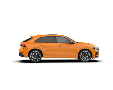 beyaz arka planda turuncu araba