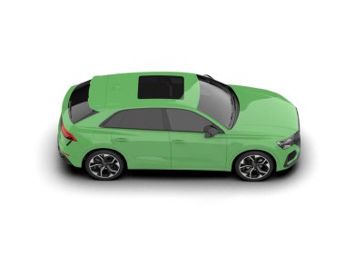 Yeşil spor araba beyazda izole edilmiş. 3D görüntüleme - illüstrasyon