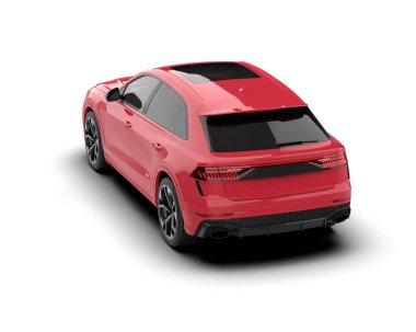 Beyaz arka planda izole edilmiş kırmızı spor araba.