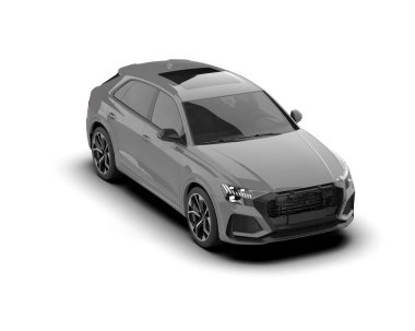 Modern araba arka planda izole edilmiş. 3D görüntüleme - illüstrasyon