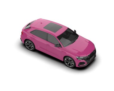 Pembe kompakt araba. - Araba. 3d oluşturma