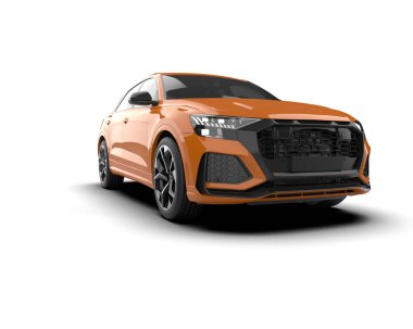 Beyaz arka planda gölgesi olan modern araba.