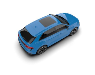 mavi spor araba - 3D illüstrasyon