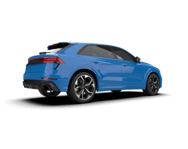 Beyaz sırtlı mavi, modern spor araba.