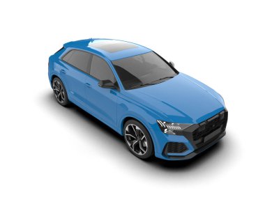 Stüdyo ortamında markasız bir SUV 'un 3 boyutlu çizimi