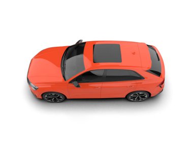 Stüdyoda beyaz arka planda izole edilmiş 3 boyutlu kırmızı araba jenerik konsepti.