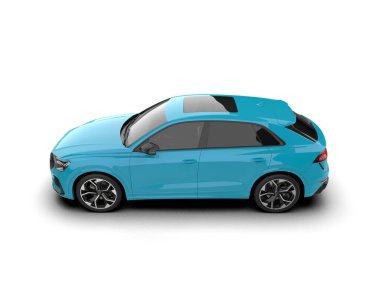 Modern şehir arabası beyaz arka planda izole edilmiş, gölgeli. 3d illüstrasyon