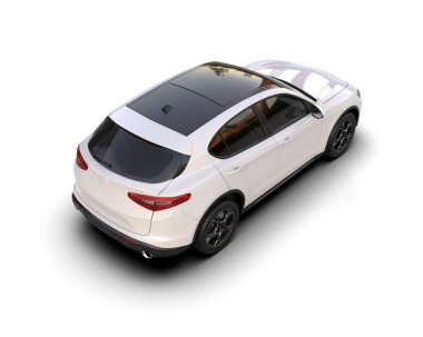 beyaz modern araba beyaz arka planda izole