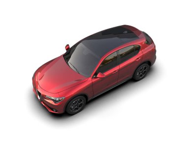 Stüdyonun arka planında izole edilmiş modern bir arabanın 3 boyutlu görüntüsü