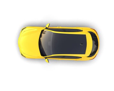 Sarı araba beyaz arkaplanda izole edildi