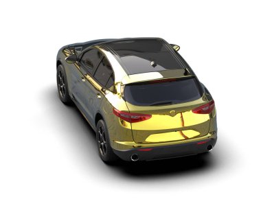 modern araba - arka görünüm - 3 boyutlu görüntüleme - beyaz üzerine izole edilmiş