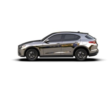 Hafif arka planda modern kompakt araba. 3 Boyutlu Hazırlama.