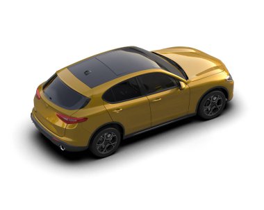 Beyaz arka planda modern şehir arabası. 3d illüstrasyon