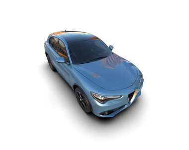Modern araba beyazda izole edilmiş. 3d oluşturma
