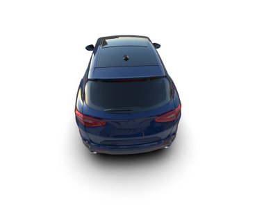 Mavi araba beyaz arka planda izole edilmiş.