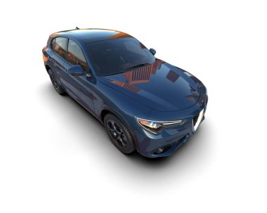 Modern spor araba beyaz arka planda izole edildi. 3 boyutlu görüntüleme