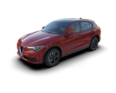 Beyaz arka planda kırmızı spor araba