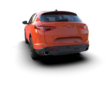 Modern SUV arabası beyaz arka planda izole edilmiş. 3d resimleme