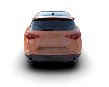 Modern şehir arabası beyazdan izole edilmiş. 3D oluşturuldu