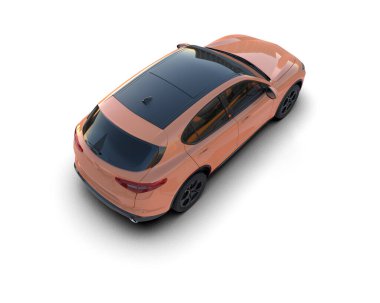 Beyaz arka planda modern bir araba. 3d oluşturma.