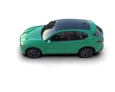 yeşil araba üzerinde beyaz izole