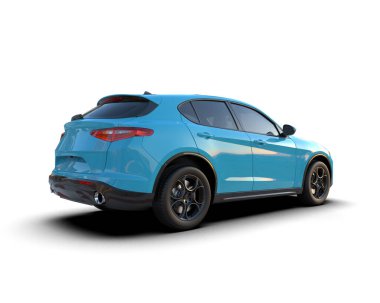 mavi SUv kırpma yolu ile beyaz üzerinde izole