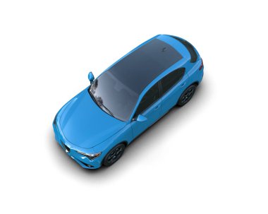 Stüdyoda modern bir spor arabanın 3 boyutlu resmi.