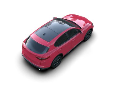 Modern elektrikli pembe cip beyaz arka planda izole edilmiş. 3d illüstrasyon